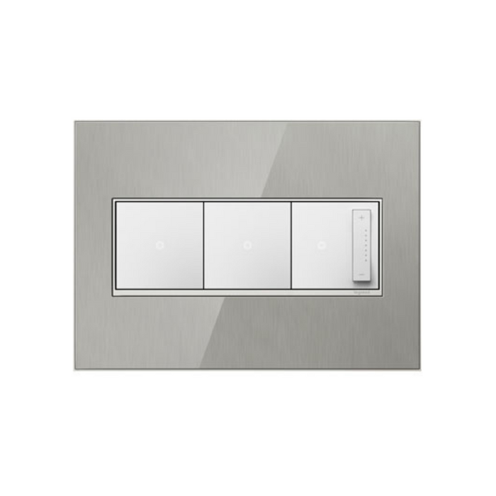 Adorne AWM Screwless Wall Plate, Brushed Stainless - 3 Gang