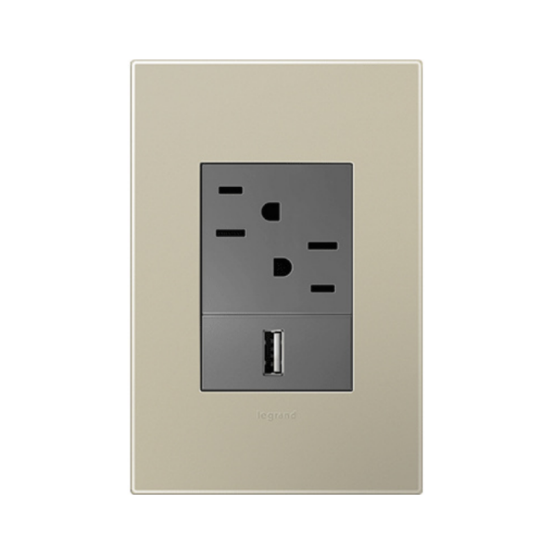 Adorne AWP Screwless Wall Plate with Microban, Titanium - 1+ Gang