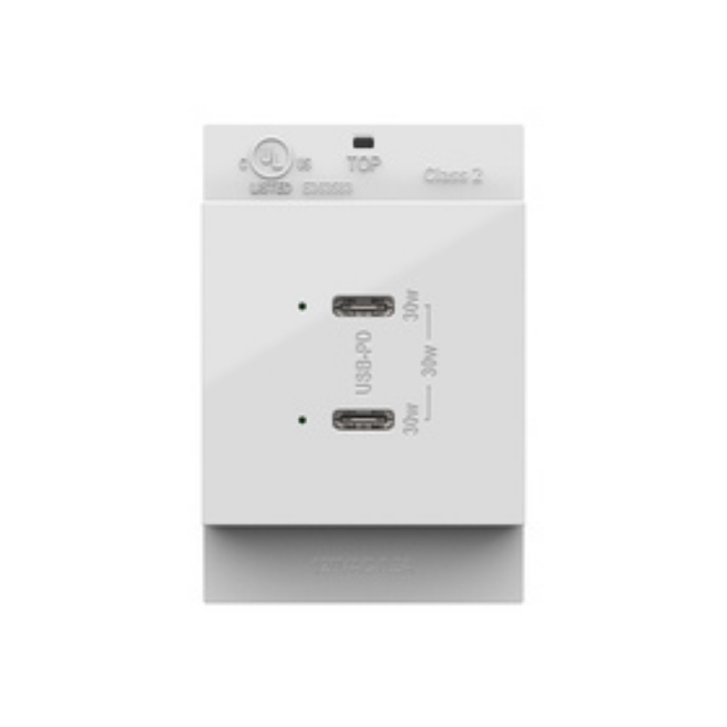 Adorne ARUSB30PD 30W Ultra-Fast Plus Power Delivery USB Type-C/C Outlet Module - White