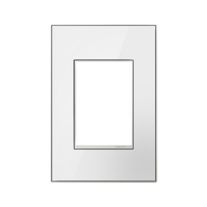 Adorne AWM Screwless Wall Plate, Mirror White on White - 1+ Gang