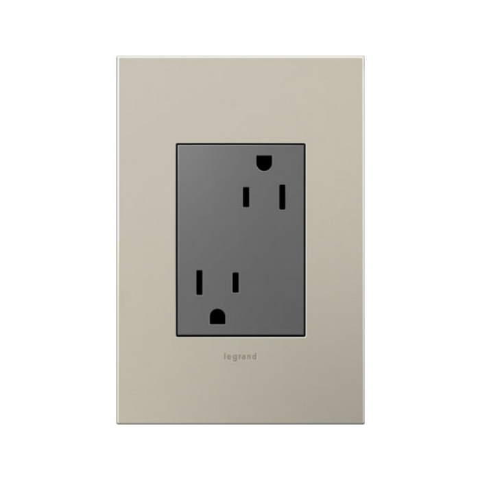 Adorne ARTR153 15A Dual Tamper-Resistant Plus-Size Outlet, 125V - Magnesium