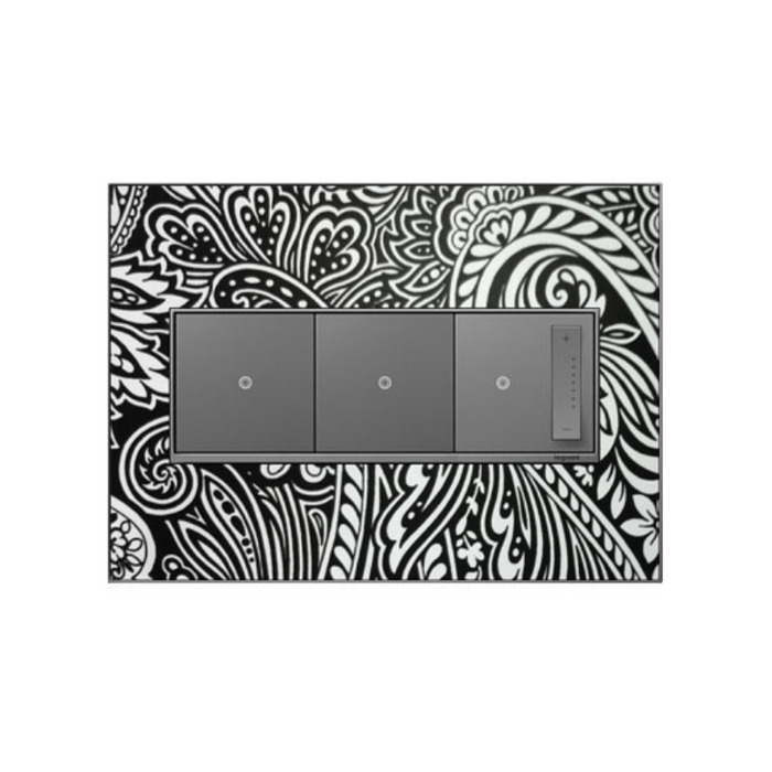 Adorne AWM Screwless Wall Plate, Custom with Magnesium Trim - 3 Gang