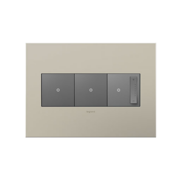 Adorne AWC Screwless Wall Plate, Satin Nickel - 3 Gang