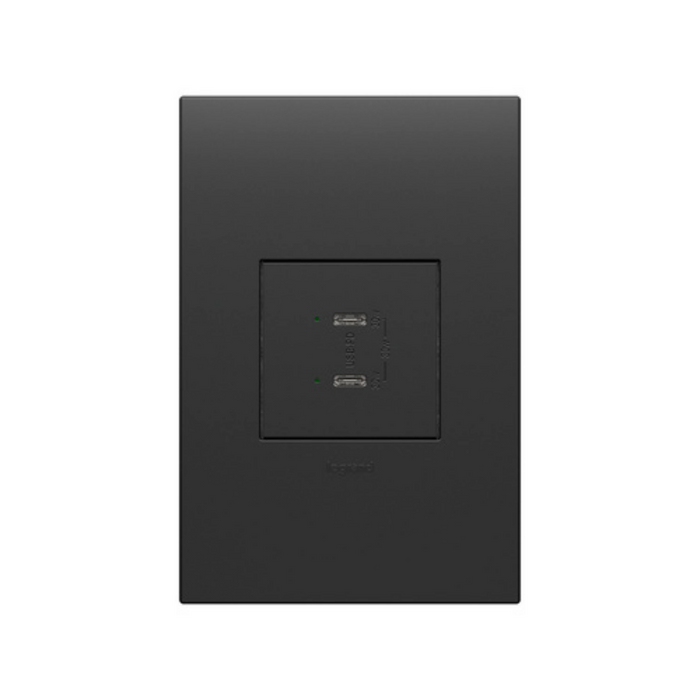 Adorne ARUSB30PD 30W Ultra-Fast Plus Power Delivery USB Type-C/C Outlet Module - Graphite