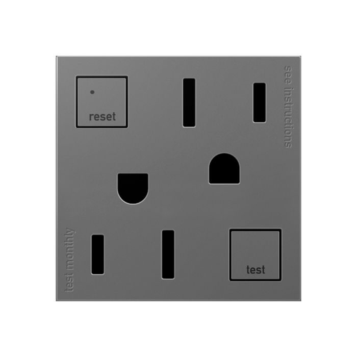 Adorne AGFTR2152 Tamper-Resistant 15A Duplex Self-Test GFCI Receptacles, 125V - Magnesium