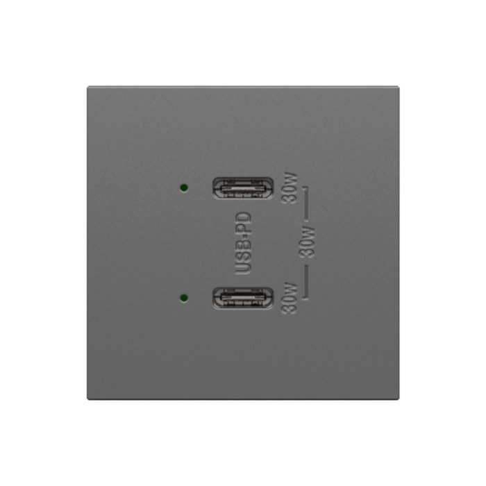 Adorne ARUSB30PD 30W Ultra-Fast Plus Power Delivery USB Type-C/C Outlet Module - Magnesium