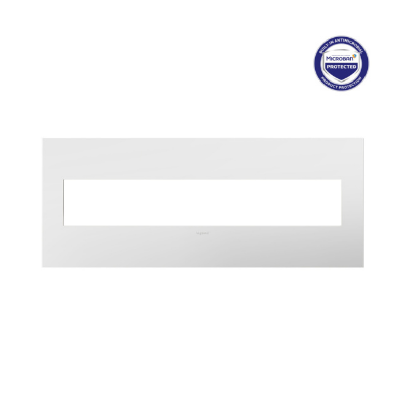 Adorne AWP Screwless Wall Plate with Microban, Matte White - 6 Gang