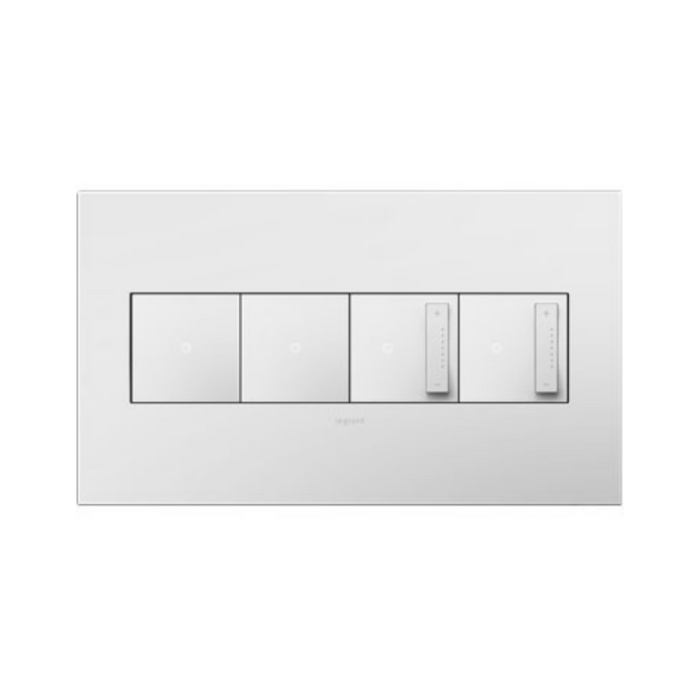 Adorne AWP Screwless Wall Plate with Microban, Gloss White on White - 4 Gang
