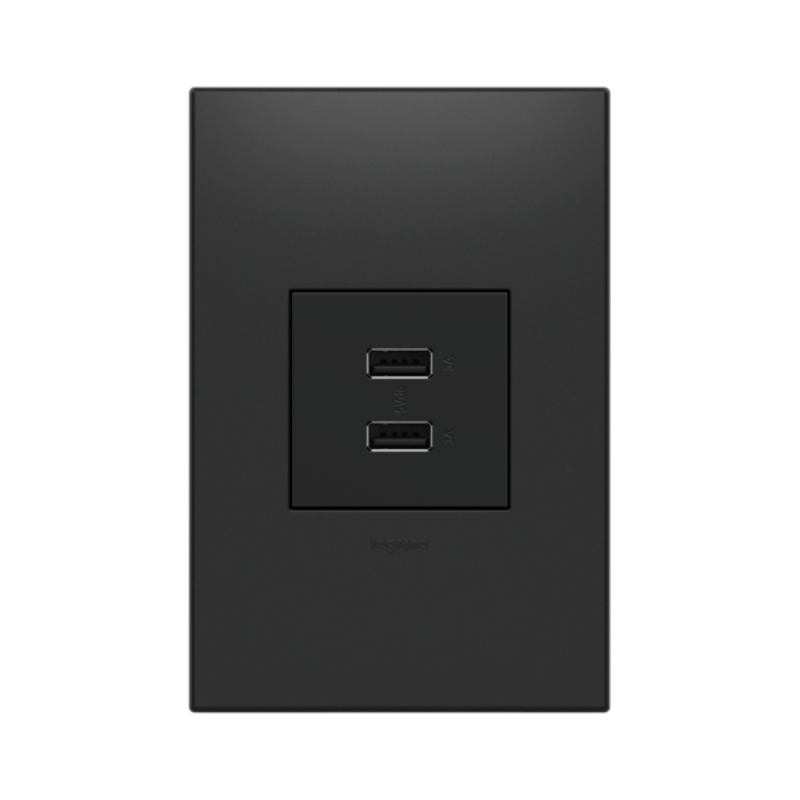 Adorne ARUSB2AA6 3.1A Ultra-Fast USB Type-A/A Outlet Module - Graphite