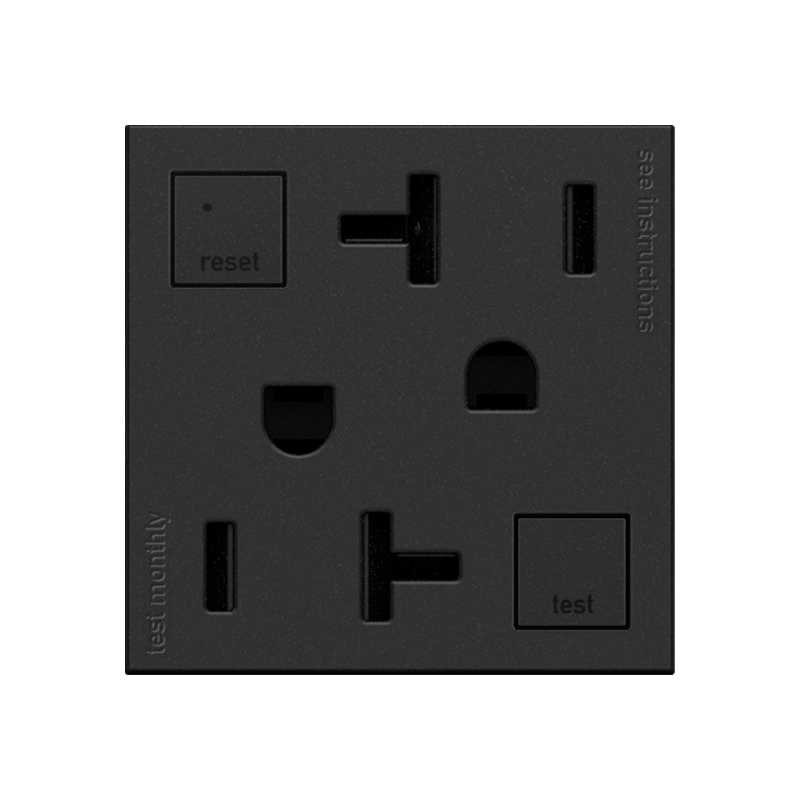 Adorne AGFTR2202 Tamper-Resistant 20A Duplex Self-Test GFCI Receptacles, 125V - Graphite