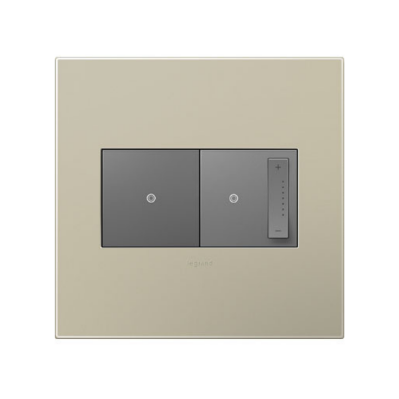 Adorne AWP Screwless Wall Plate with Microban, Titanium - 2 Gang