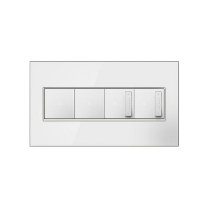 Adorne AWM Screwless Wall Plate, Mirror White - 4 Gang