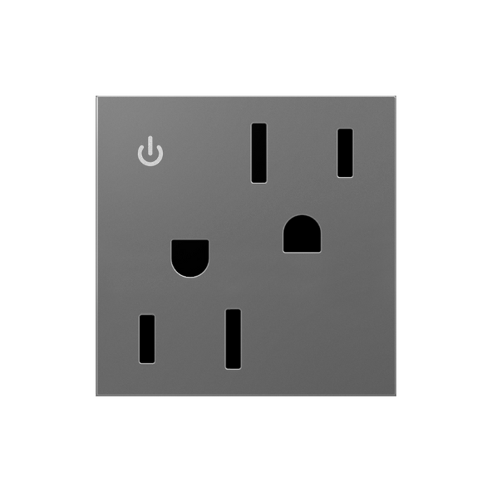 Adorne ARCD152 15A Tamper-Resistant Dual-Controlled Outlet, 125V - Magnesium
