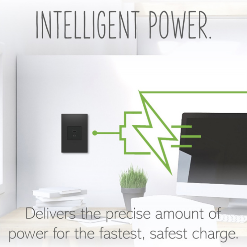 Adorne ARUSB2AC6 15W Ultra-Fast USB Type-A/C Outlet Module, 125V