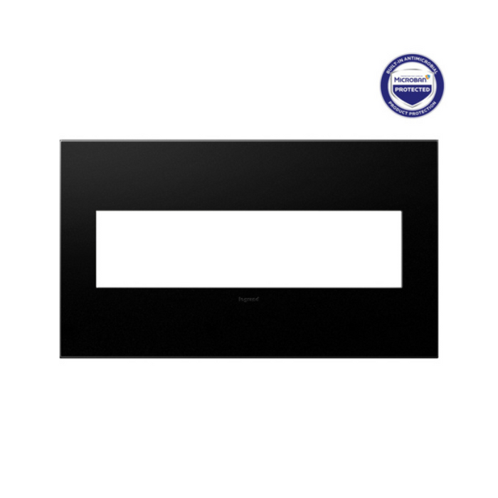 Adorne AWP Screwless Wall Plate with Microban, Graphite - 4 Gang