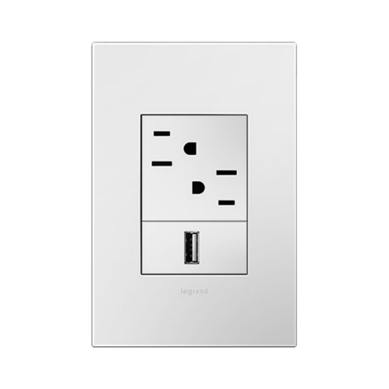 Adorne AWP Screwless Wall Plate with Microban, Gloss White on White - 1+ Gang