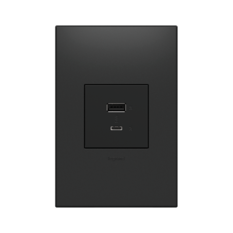Adorne ARUSB2AC6 15W Ultra-Fast USB Type-A/C Outlet Module, 125V - Graphite
