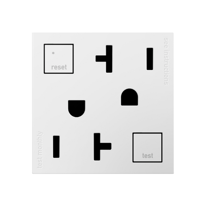 Adorne AGFTR2202 Tamper-Resistant 20A Duplex Self-Test GFCI Receptacles, 125V - White