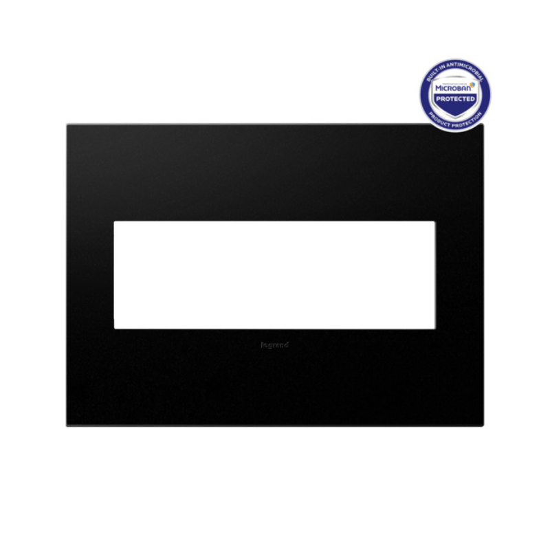 Adorne AWP Screwless Wall Plate with Microban, Graphite - 3 Gang