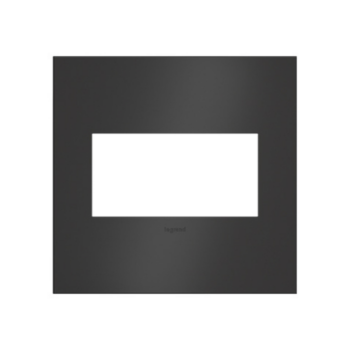 Adorne AWC Screwless Wall Plate, Satin Black - 2 Gang