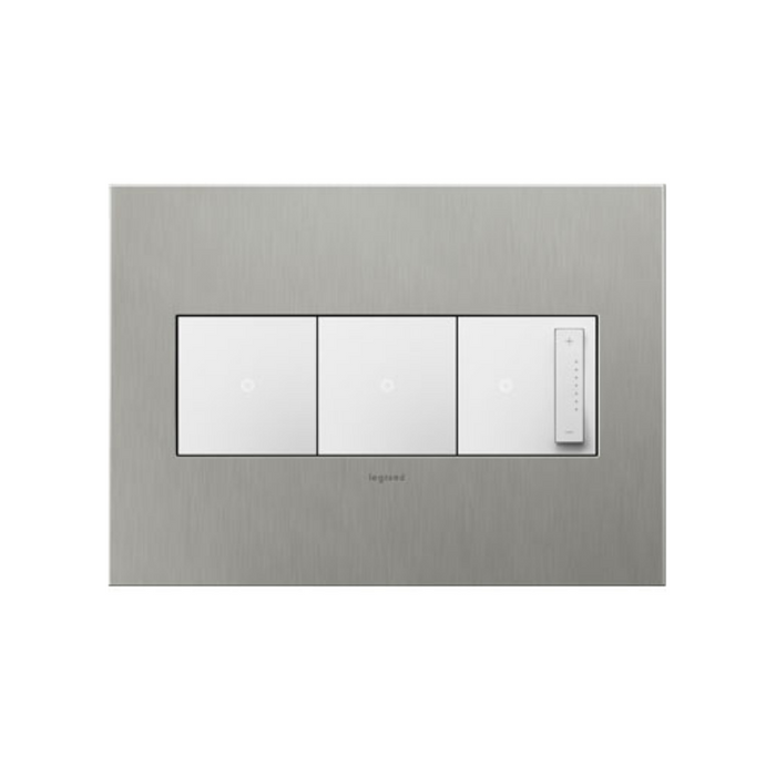 Adorne AWC Screwless Wall Plate, Brushed Stainless Steel - 3 Gang