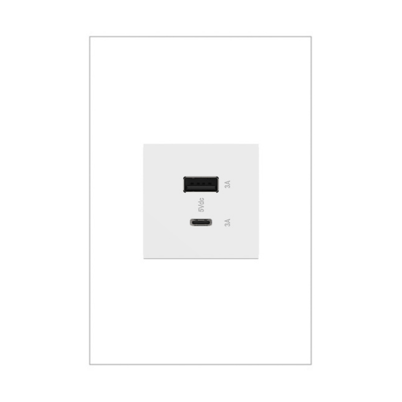 Adorne ARUSB2AC6 15W Ultra-Fast USB Type-A/C Outlet Module, 125V - White