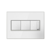 Adorne AWM Screwless Wall Plate, Mirror White on White - 3 Gang