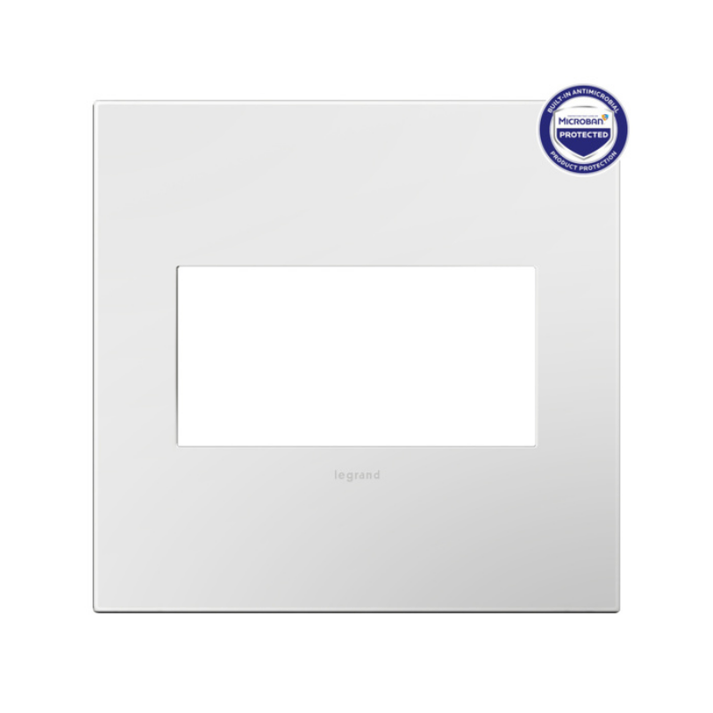 Adorne AWP Screwless Wall Plate with Microban, Matte White - 2 Gang