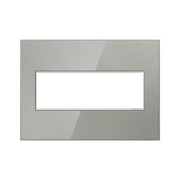 Adorne AWM Screwless Wall Plate, Brushed Stainless - 3 Gang