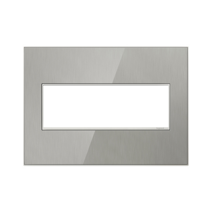 Adorne AWM Screwless Wall Plate, Brushed Stainless - 3 Gang