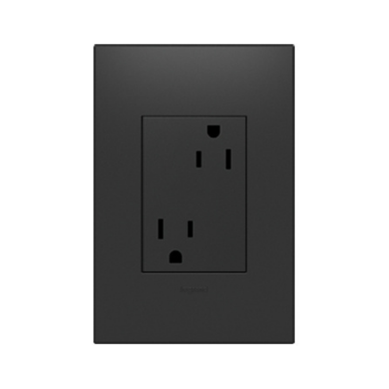 Adorne ARTR153 15A Dual Tamper-Resistant Plus-Size Outlet, 125V - Graphite