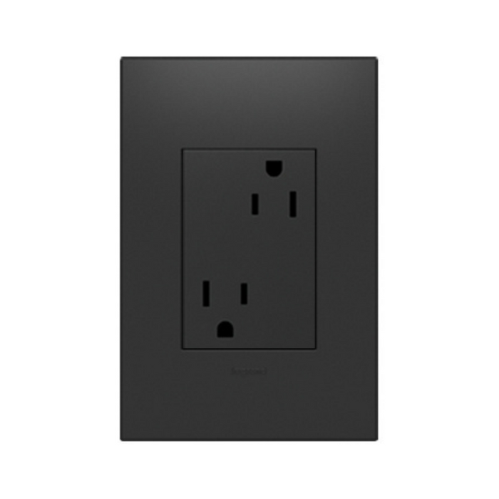 Adorne ARTR153 15A Dual Tamper-Resistant Plus-Size Outlet, 125V - Graphite