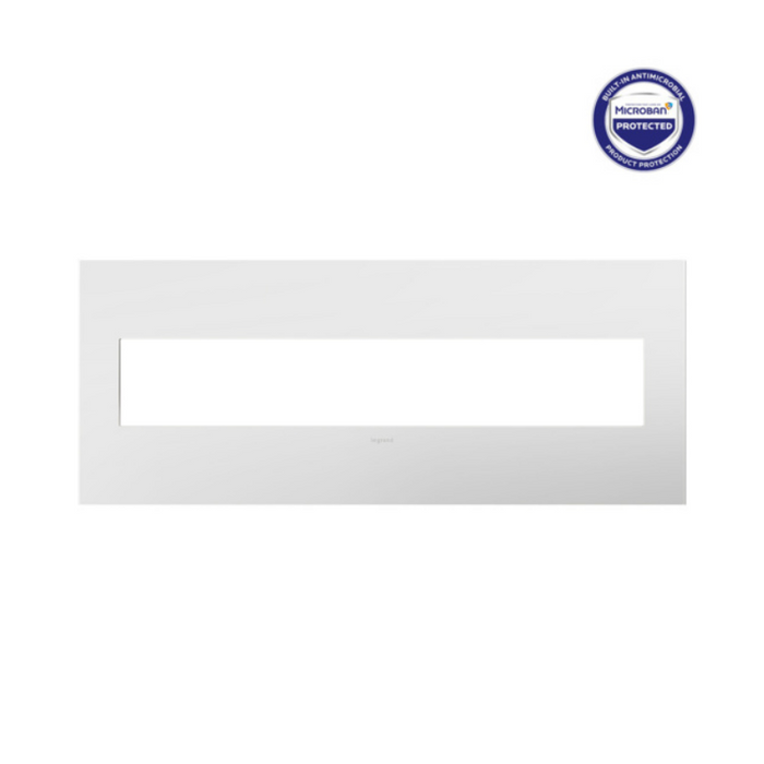 Adorne AWP Screwless Wall Plate with Microban, Gloss White on White - 6 Gang