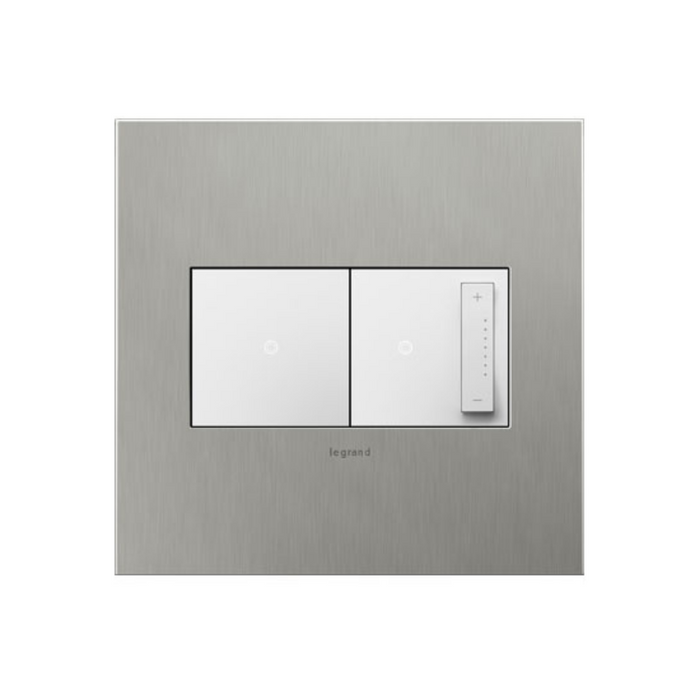 Adorne AWC Screwless Wall Plate, Brushed Stainless Steel - 2 Gang