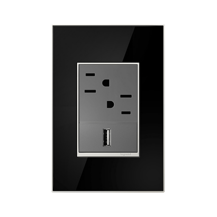 Adorne AWM Screwless Wall Plate, Mirror Black - 1+ Gang