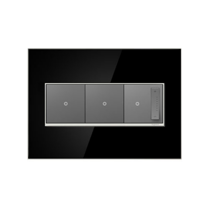 Adorne AWM Screwless Wall Plate, Mirror Black - 3 Gang