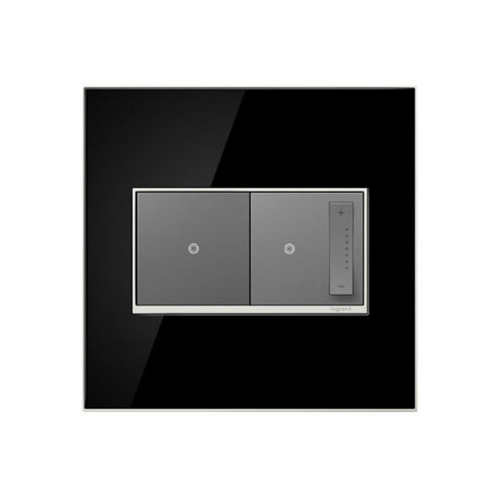 Adorne AWM Screwless Wall Plate, Mirror Black - 2 Gang