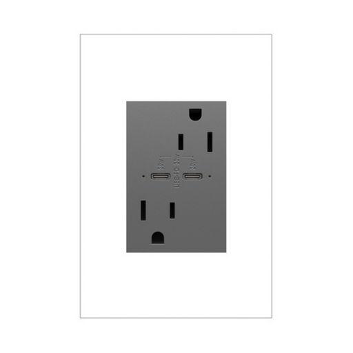 Adorne ARTRUSB15PD30 30W Tamper-Resistant Ultra-Fast Plus Power Delivery USB Type-C/C Outlet, Plus-Size, 15A, 125V - Magnesium