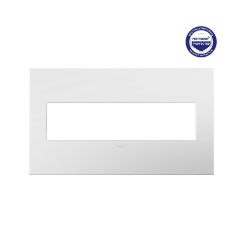 Adorne AWP Screwless Wall Plate with Microban, Gloss White - 4 Gang