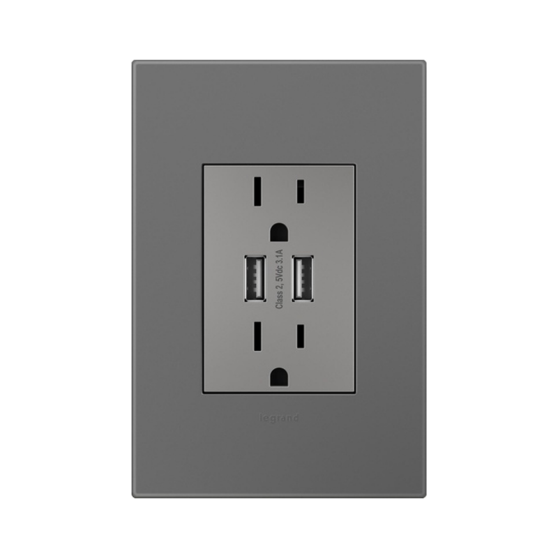 Adorne AWP Screwless Wall Plate with Microban, Magnesium - 1+ Gang