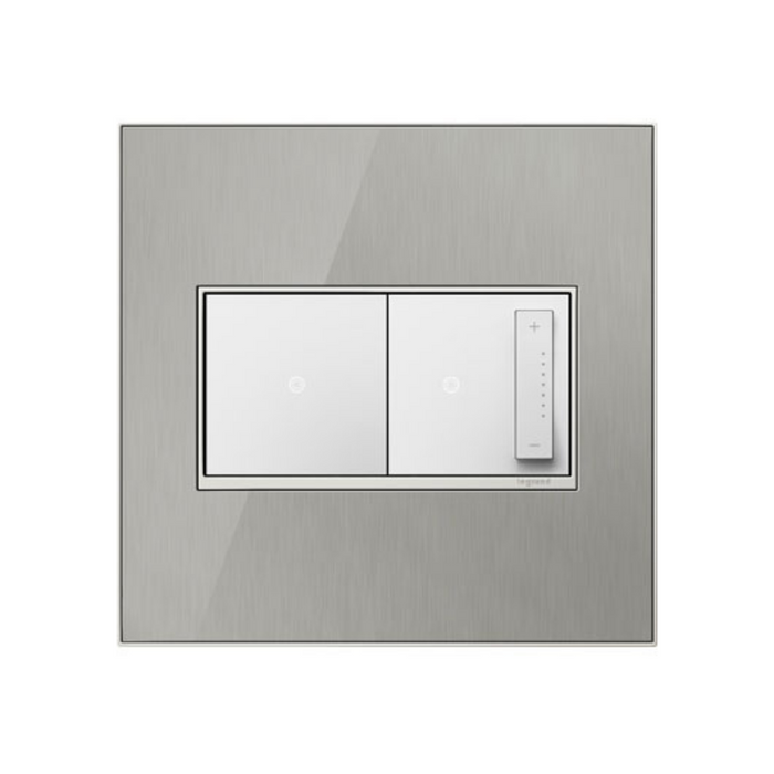 Adorne AWM Screwless Wall Plate, Brushed Stainless - 2 Gang