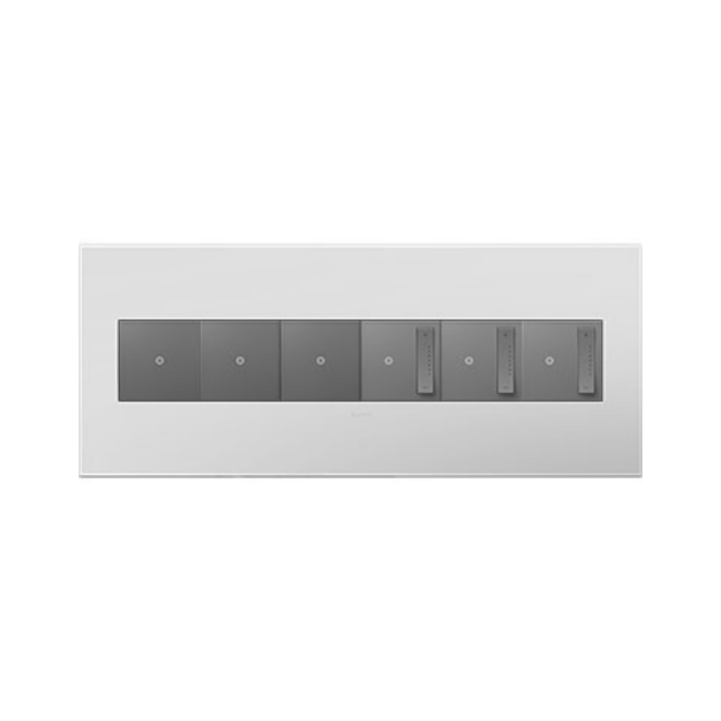 Adorne AWP Screwless Wall Plate with Microban, Matte White - 6 Gang