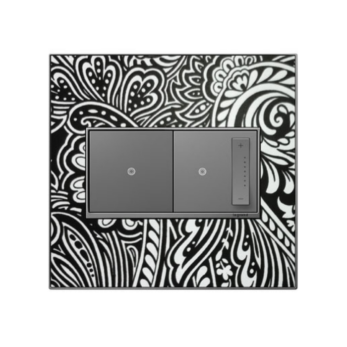 Adorne AWM Screwless Wall Plate, Custom with Magnesium Trim - 2 Gang