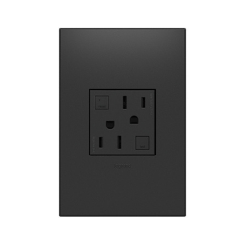 Adorne AGFTR2152 Tamper-Resistant 15A Duplex Self-Test GFCI Receptacles, 125V - Graphite