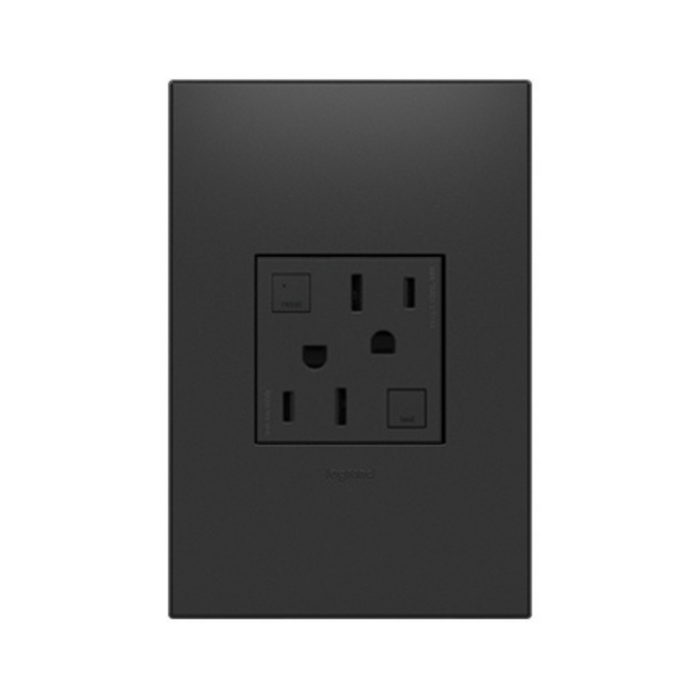 Adorne AGFTR2152 Tamper-Resistant 15A Duplex Self-Test GFCI Receptacles, 125V - Graphite