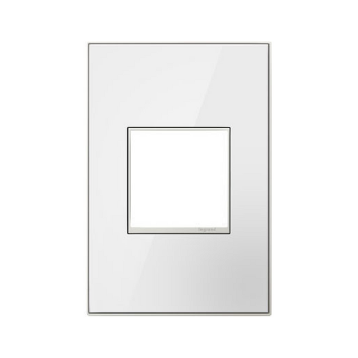 Adorne AWM Screwless Wall Plate, Mirror White on White - 1 Gang