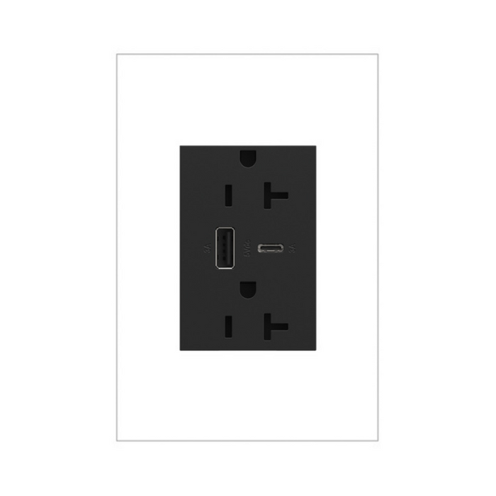 Adorne ARTRUSB206AC 15W Tamper-Resistant Ultra-Fast USB Type-A/C Outlet, 20A - Graphite