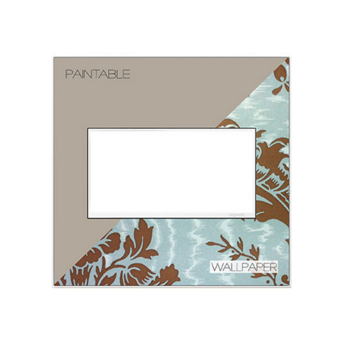 Adorne AWM Screwless Wall Plate, Custom with White Trim - 2 Gang