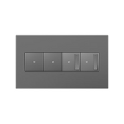 Adorne AWP Screwless Wall Plate with Microban, Magnesium - 4 Gang