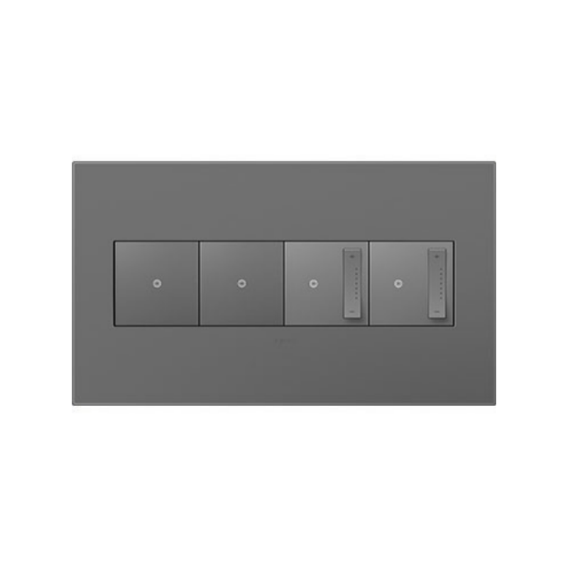 Adorne AWP Screwless Wall Plate with Microban, Magnesium - 4 Gang